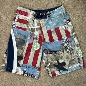 Vintage Nautica Size 30 Patriotic Board Swim Shorts